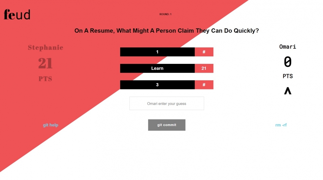 Screenshot of Feud: FE vs BE